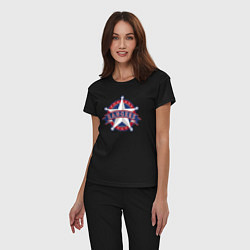 Пижама хлопковая женская Texas Rangers -baseball team, цвет: черный — фото 2