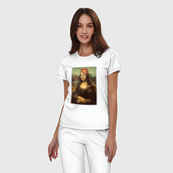 Пижама хлопковая женская Dont Worry Be Happy Мона Лиза, цвет: белый — фото 2