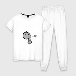 Пижама хлопковая женская Граффити скорострел, цвет: белый