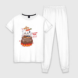 Пижама хлопковая женская Genshin Impact в котле, цвет: белый