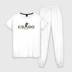 Пижама хлопковая женская Лого камуфляж, цвет: белый