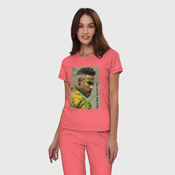Пижама хлопковая женская Neymar Junior - Brazil national team, цвет: коралловый — фото 2