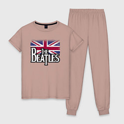 Пижама хлопковая женская The Beatles Great Britain Битлз, цвет: пыльно-розовый