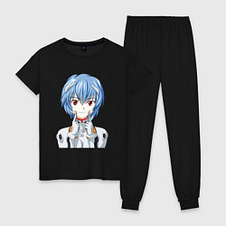 Пижама хлопковая женская Neon Genesis Evangelion Рей, цвет: черный