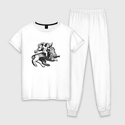 Пижама хлопковая женская Angel & Lion, цвет: белый