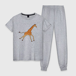 Пижама хлопковая женская Жираф бегущий, цвет: меланж