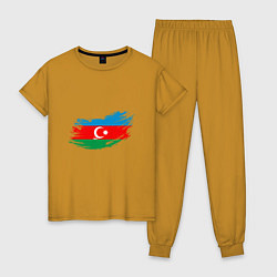 Пижама хлопковая женская Флаг - Азербайджан, цвет: горчичный