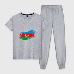 Пижама хлопковая женская Флаг - Азербайджан, цвет: меланж
