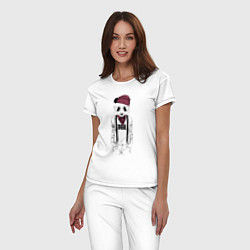 Пижама хлопковая женская Panda hipster, цвет: белый — фото 2