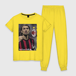 Пижама хлопковая женская Paolo Cesare Maldini - Milan, captain цвета желтый — фото 1