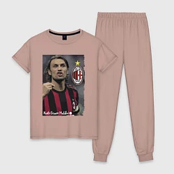 Пижама хлопковая женская Paolo Cesare Maldini - Milan, captain, цвет: пыльно-розовый