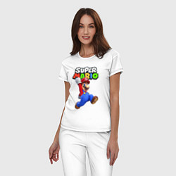 Пижама хлопковая женская Nintendo Mario, цвет: белый — фото 2