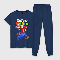 Пижама хлопковая женская Луиджи и Марио, цвет: тёмно-синий