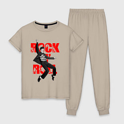 Пижама хлопковая женская Rokc n roll king, цвет: миндальный