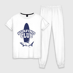 Пижама хлопковая женская Surfing club, цвет: белый