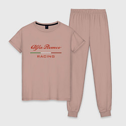 Пижама хлопковая женская Alfa Romeo racing - logo, цвет: пыльно-розовый