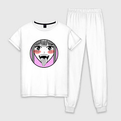 Пижама хлопковая женская Ахегао 2022, цвет: белый