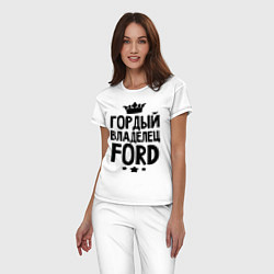 Пижама хлопковая женская Гордый владелец Ford, цвет: белый — фото 2