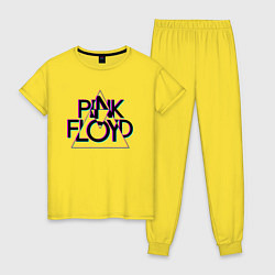 Пижама хлопковая женская PINK FLOYD ПИНК ФЛОЙД ГЛИТЧ, цвет: желтый
