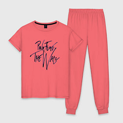 Пижама хлопковая женская ПИНК ФЛОЙД ГЛИТЧ PINK FLOYD LOGO, цвет: коралловый