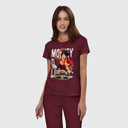 Пижама хлопковая женская One Piece Monkey Большой Куш Манки, цвет: меланж-бордовый — фото 2