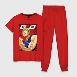 Пижама хлопковая женская GTO Power, цвет: красный