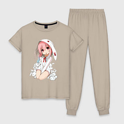 Пижама хлопковая женская Furry anime, цвет: миндальный