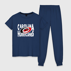 Пижама хлопковая женская Каролина Харрикейнз, Carolina Hurricanes, цвет: тёмно-синий