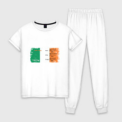 Пижама хлопковая женская Флаг Ирландии, цвет: белый