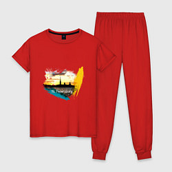 Пижама хлопковая женская Санкт-Петербург St Petersburg, цвет: красный
