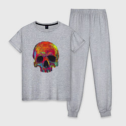 Пижама хлопковая женская Cool color skull, цвет: меланж
