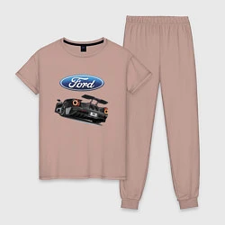 Пижама хлопковая женская Ford Performance Motorsport, цвет: пыльно-розовый