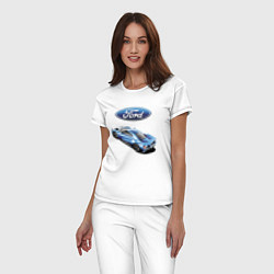 Пижама хлопковая женская Ford Motorsport Racing team, цвет: белый — фото 2