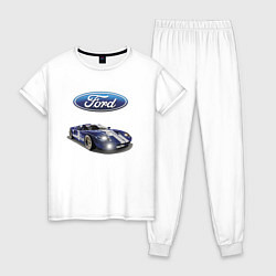 Пижама хлопковая женская Ford Racing team, цвет: белый