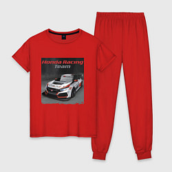 Пижама хлопковая женская Honda Motorsport Racing Team, цвет: красный