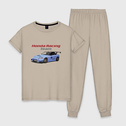 Пижама хлопковая женская Honda Racing Team!, цвет: миндальный