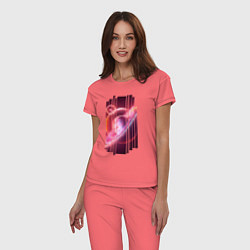 Пижама хлопковая женская Моя Вселенная Космическое настроение, цвет: коралловый — фото 2