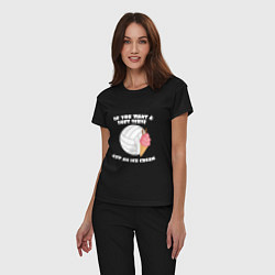 Пижама хлопковая женская Ice Cream Volleyball, цвет: черный — фото 2