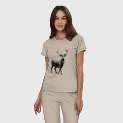 Пижама хлопковая женская Черный олень Black Deer, цвет: миндальный — фото 2