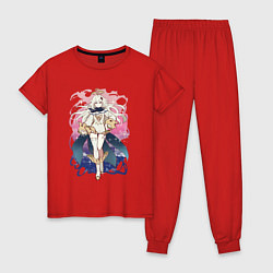 Пижама хлопковая женская Взрослая Паймон, цвет: красный