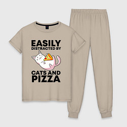 Женская пижама Легко отвлекаюсь на котов и пиццу