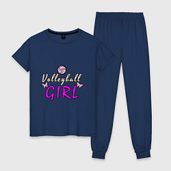 Пижама хлопковая женская Volleyball - Girl, цвет: тёмно-синий