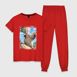 Пижама хлопковая женская Радостный Сэнку, цвет: красный