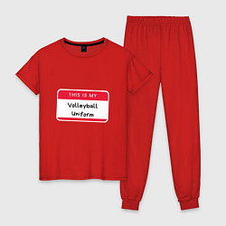Пижама хлопковая женская Volleyball Uniform, цвет: красный