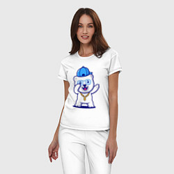 Пижама хлопковая женская Cool panda Dab, цвет: белый — фото 2