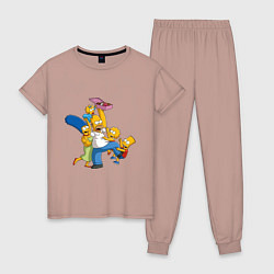 Пижама хлопковая женская Simpsons donuts, цвет: пыльно-розовый