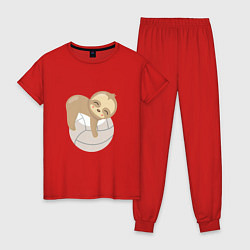 Пижама хлопковая женская Volleyball Lover, цвет: красный
