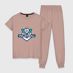 Пижама хлопковая женская Volleyball - Club, цвет: пыльно-розовый