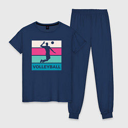 Пижама хлопковая женская Volleyball Play, цвет: тёмно-синий