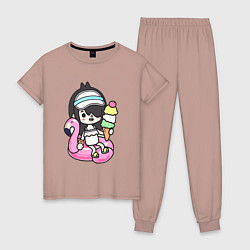 Пижама хлопковая женская Toca Boca девочка геймер, цвет: пыльно-розовый